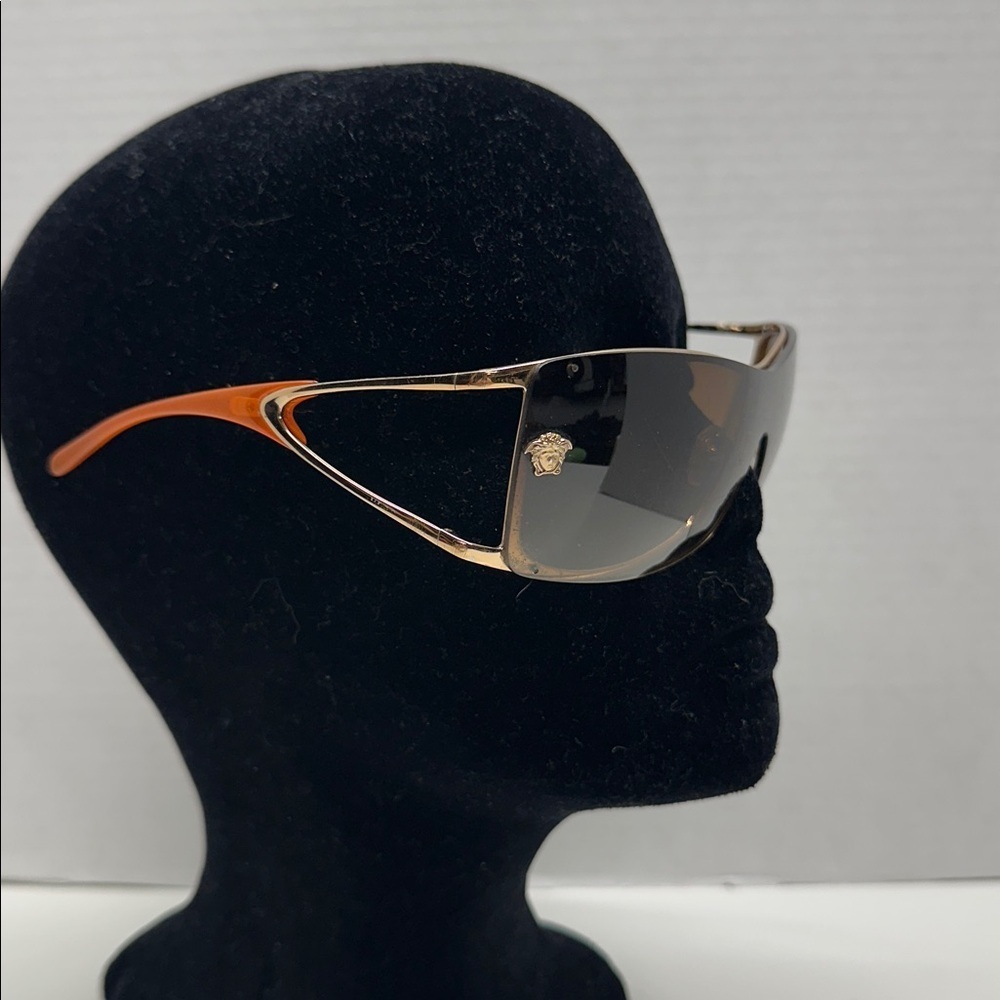 Versace Sunglasses Mod 2048 Vintage Oversized Designer Shield Glasses Orange - Picture 3 of 13